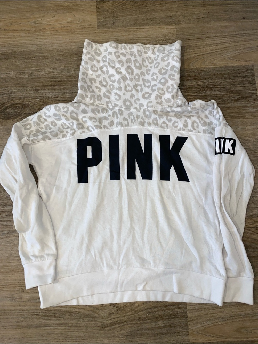 PINK Victoria's Secret White Pullover with Black Logo